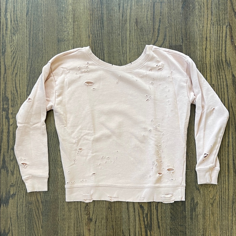 Express Light Pink Distressed Top - Picture 3 of 4